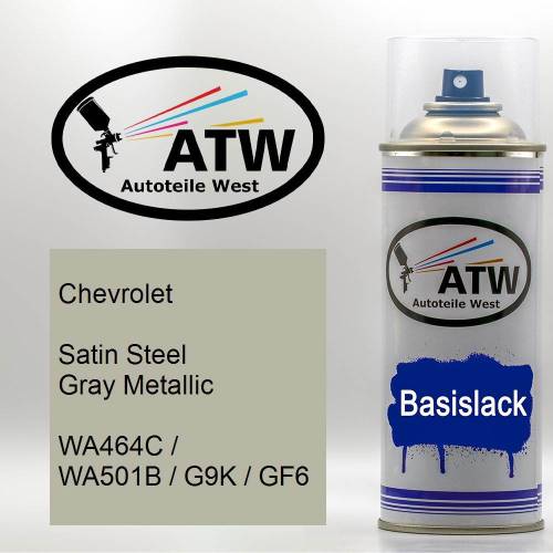 Chevrolet, Satin Steel Gray Metallic, WA464C / WA501B / G9K / GF6: 400ml Sprühdose, von ATW Autoteile West.